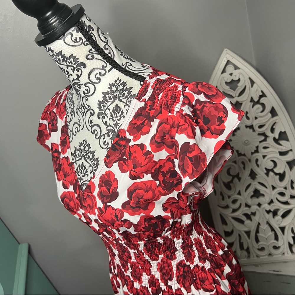 Wayward Fancies Ruffle Sleeve Floral Midi Dress Size Small Boho Cottage Core - Picture 8 of 14